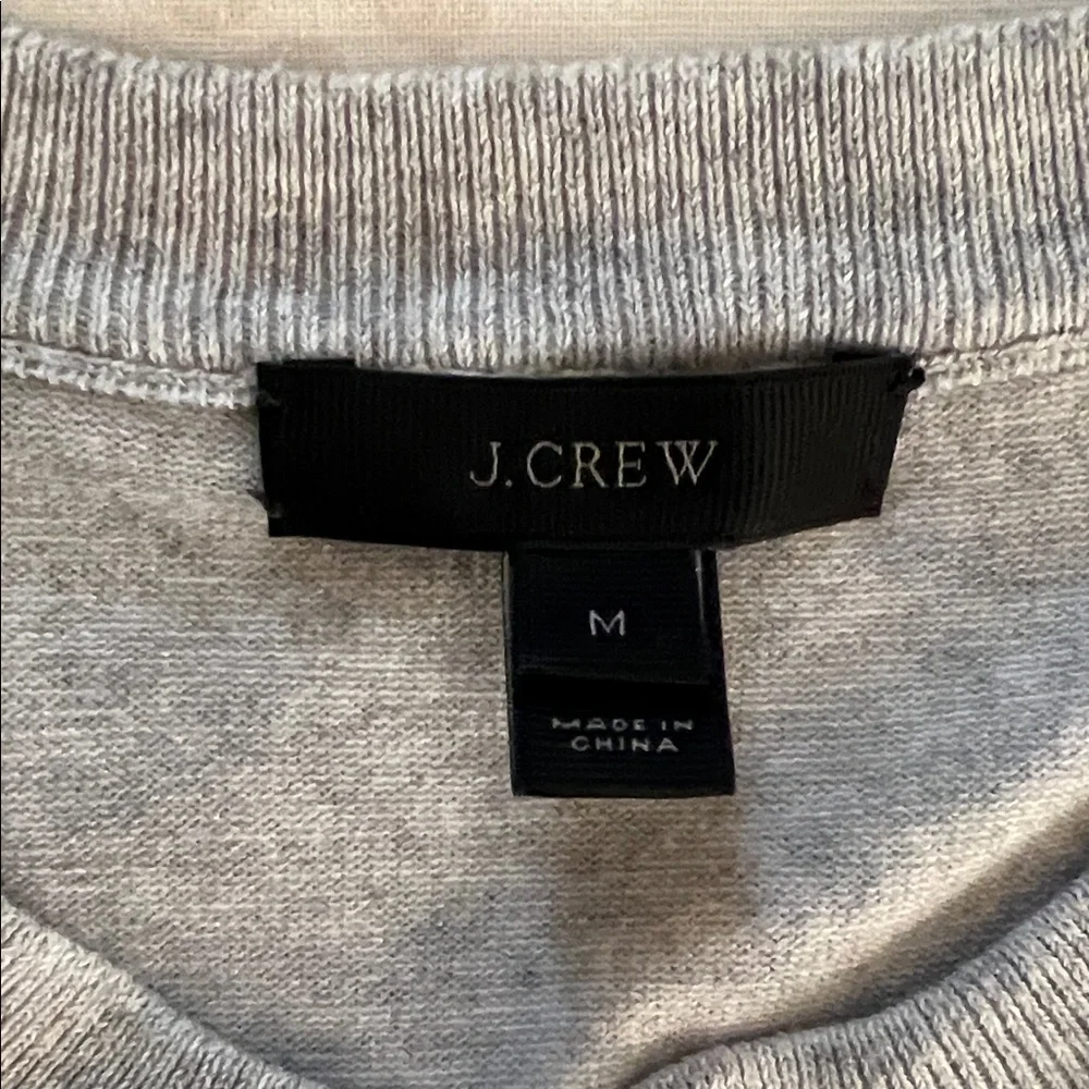Gray J Crew Button-Up Women's Sweater w/Bead Detail on Collar
